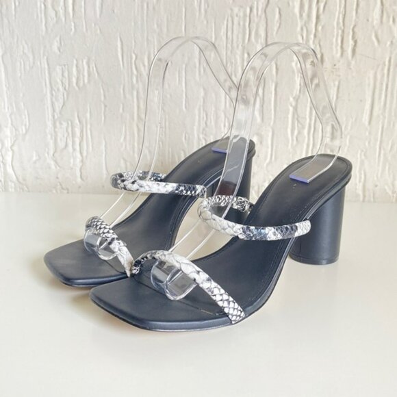 Express Black Square Toe Slip On Heeled Sandals Size 8.5 - Picture 12 of 12